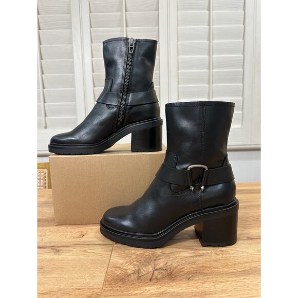 Dolce Vita Women's Camros Boots Black Leather Size 7 NWOB Strap Round Toe - Picture 4 of 12